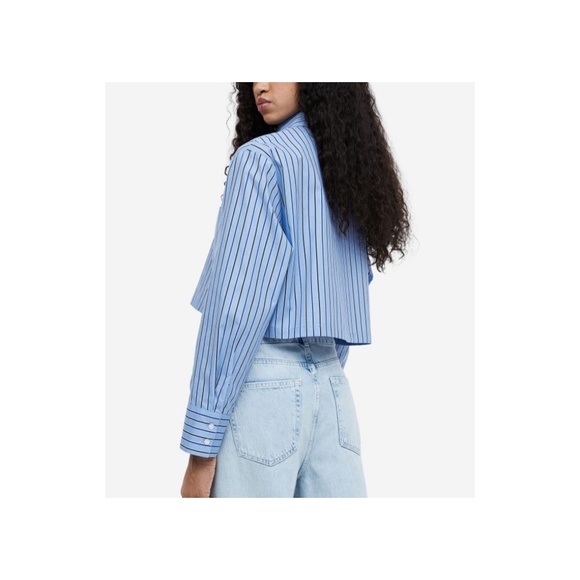 H & M Striped Cropped Long Sleeve Shirt - Picture 2 of 9